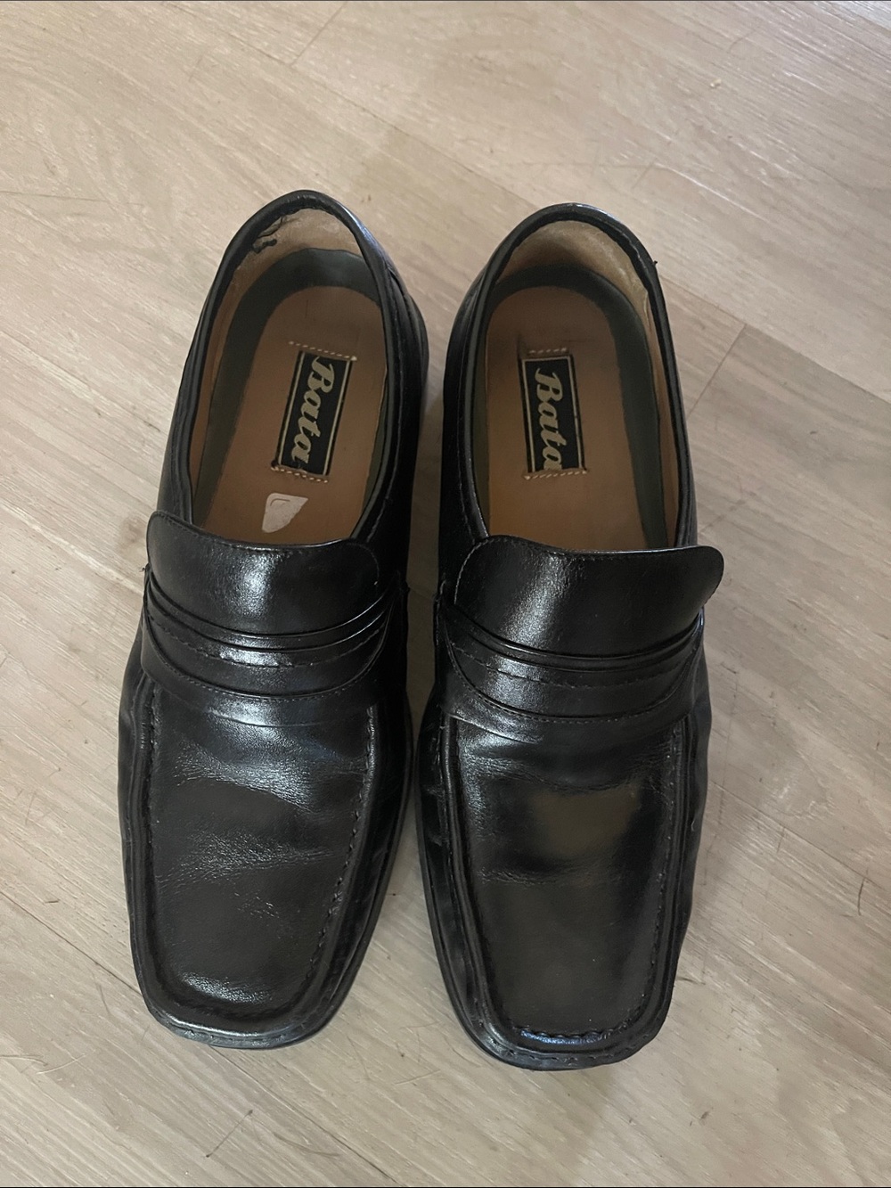 Bata Men’s Black Leather Slip-On Loafers